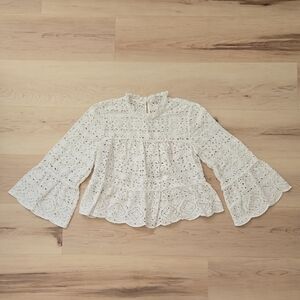 Veronica Beard Emmalyn Eyelet Top, White, Size 4